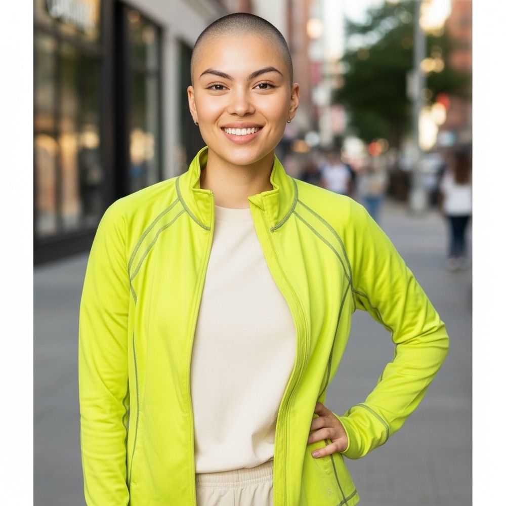 Danskin Now Womens Neon Yellow Full Zip Athletic Jacket Size M